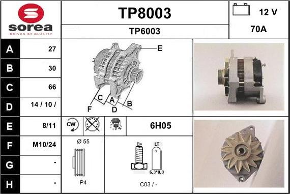 SNRA TP8003 - Alternator furqanavto.az