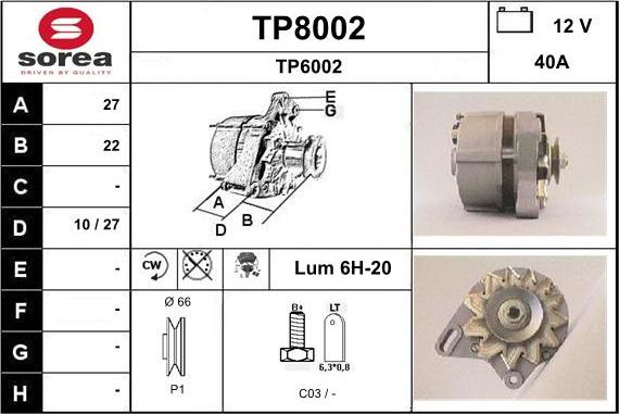 SNRA TP8002 - Alternator furqanavto.az