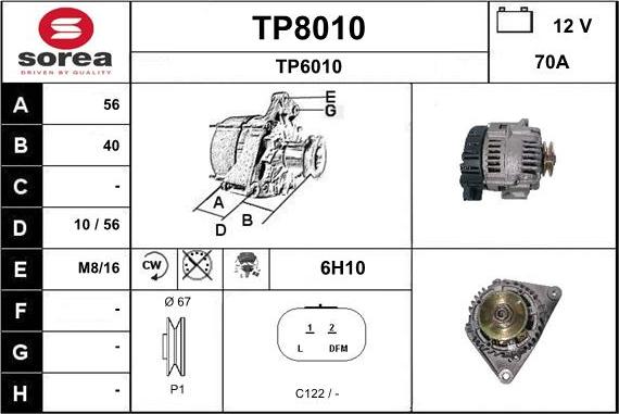 SNRA TP8010 - Alternator furqanavto.az