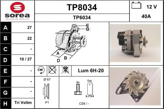 SNRA TP8034 - Alternator furqanavto.az