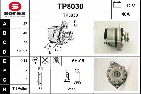 SNRA TP8030 - Alternator furqanavto.az