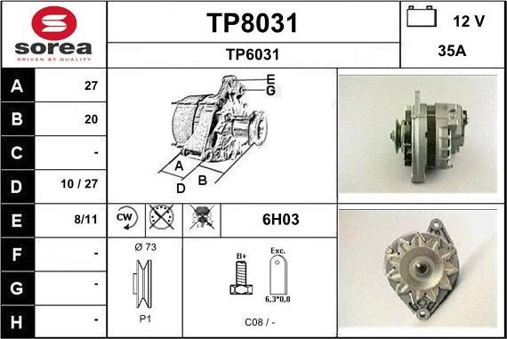 SNRA TP8031 - Alternator furqanavto.az