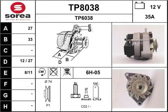 SNRA TP8038 - Alternator furqanavto.az