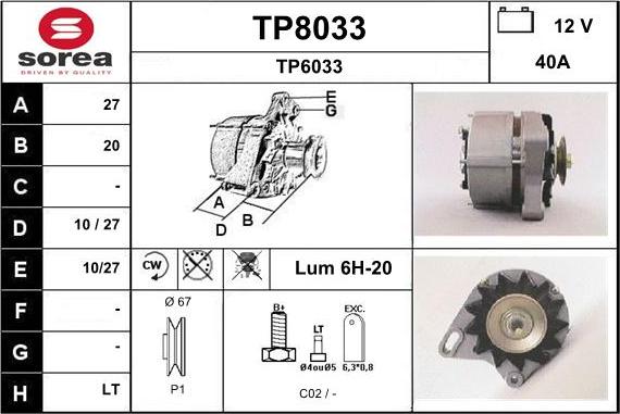 SNRA TP8033 - Alternator furqanavto.az