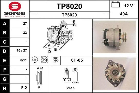 SNRA TP8020 - Alternator furqanavto.az