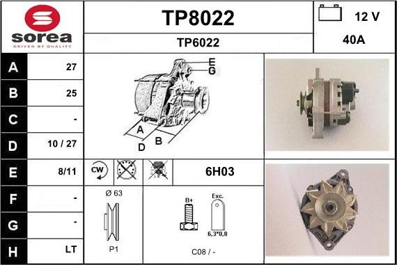 SNRA TP8022 - Alternator furqanavto.az