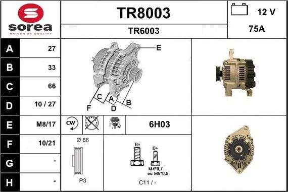 SNRA TR8003 - Alternator furqanavto.az
