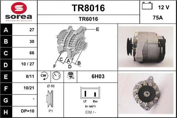 SNRA TR8016 - Alternator furqanavto.az