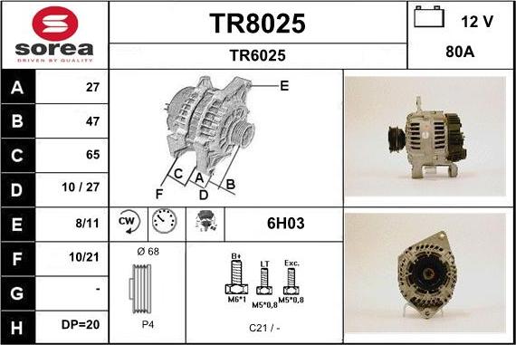 SNRA TR8025 - Alternator furqanavto.az