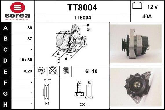 SNRA TT8004 - Alternator furqanavto.az