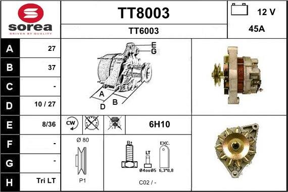 SNRA TT8003 - Alternator furqanavto.az