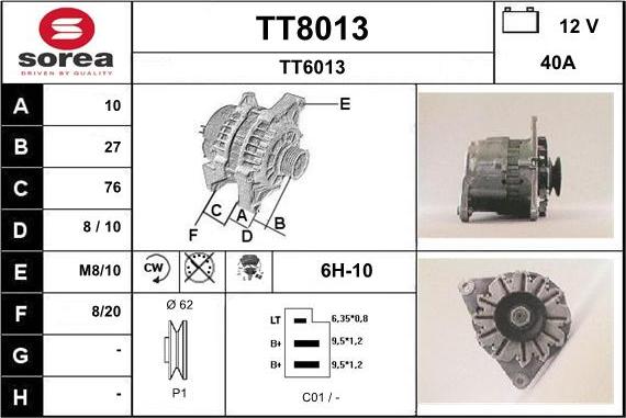 SNRA TT8013 - Alternator furqanavto.az