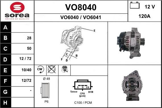 SNRA VO8040 - Alternator furqanavto.az