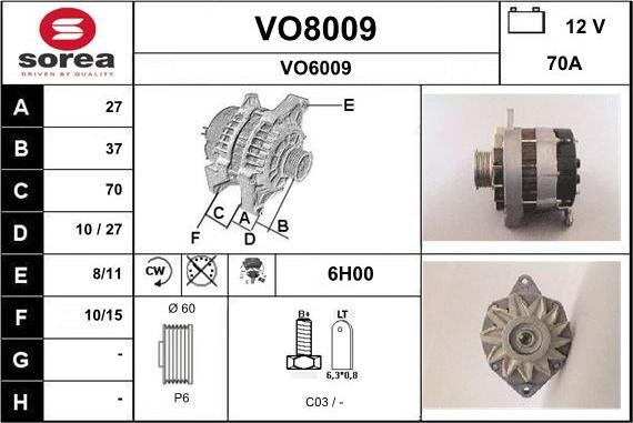 SNRA VO8009 - Alternator furqanavto.az