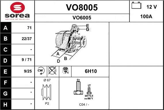 SNRA VO8005 - Alternator furqanavto.az