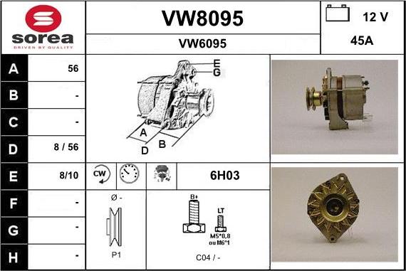 SNRA VW8095 - Alternator furqanavto.az