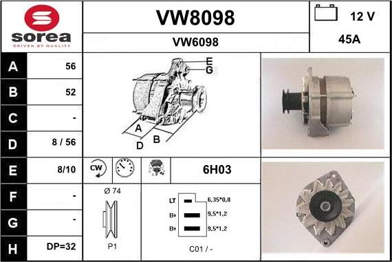 SNRA VW8098 - Alternator furqanavto.az