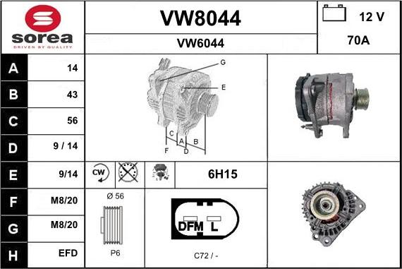 SNRA VW8044 - Alternator furqanavto.az
