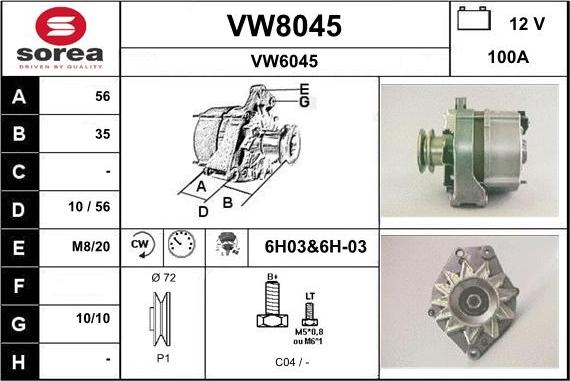 SNRA VW8045 - Alternator furqanavto.az