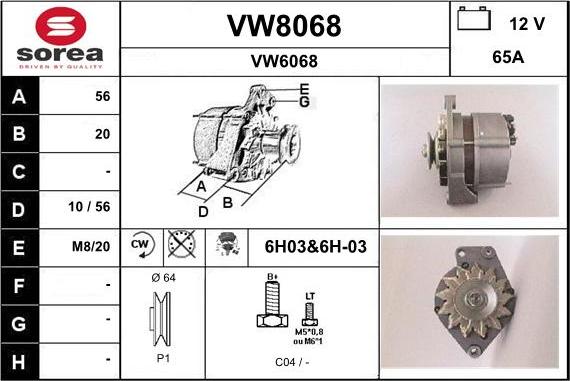 SNRA VW8068 - Alternator furqanavto.az