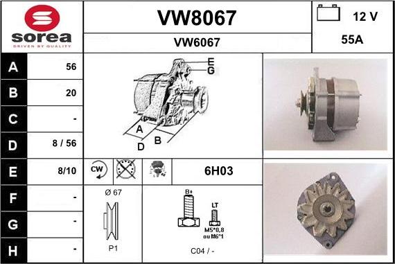 SNRA VW8067 - Alternator furqanavto.az