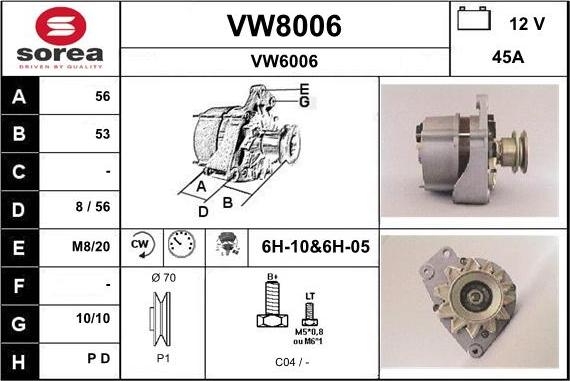 SNRA VW8006 - Alternator furqanavto.az