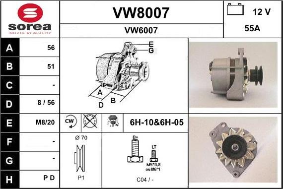 SNRA VW8007 - Alternator furqanavto.az