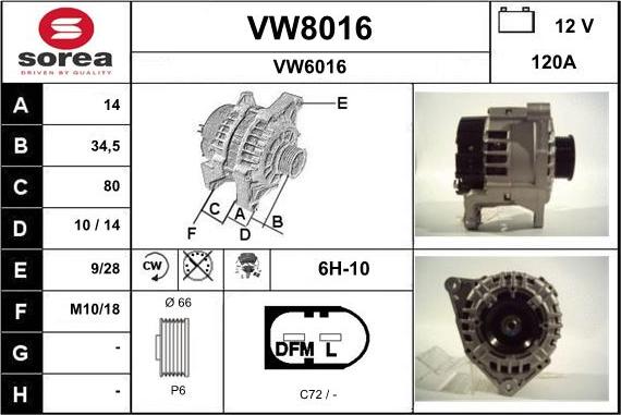 SNRA VW8016 - Alternator furqanavto.az