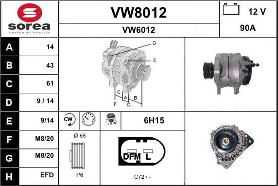 SNRA VW8012 - Alternator furqanavto.az
