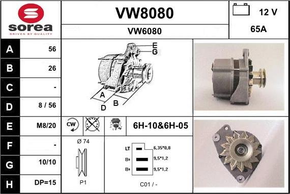 SNRA VW8080 - Alternator furqanavto.az