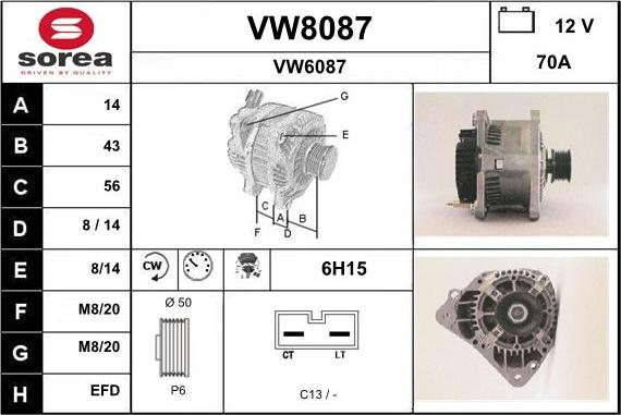 SNRA VW8087 - Alternator furqanavto.az