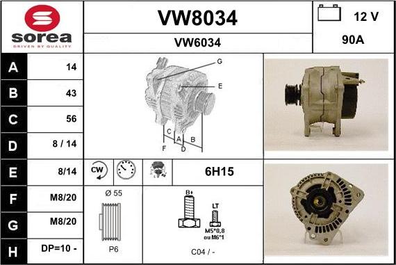 SNRA VW8034 - Alternator furqanavto.az