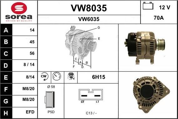 SNRA VW8035 - Alternator furqanavto.az