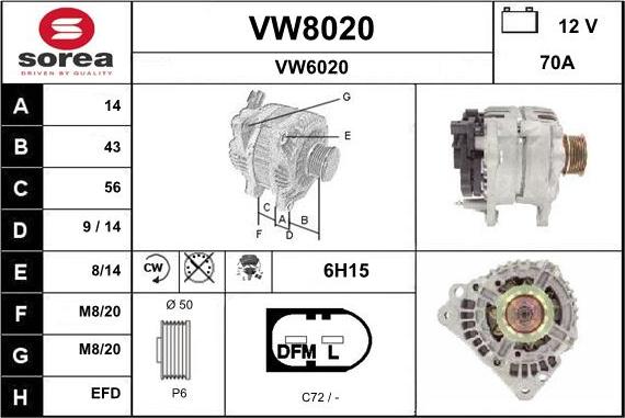 SNRA VW8020 - Alternator furqanavto.az