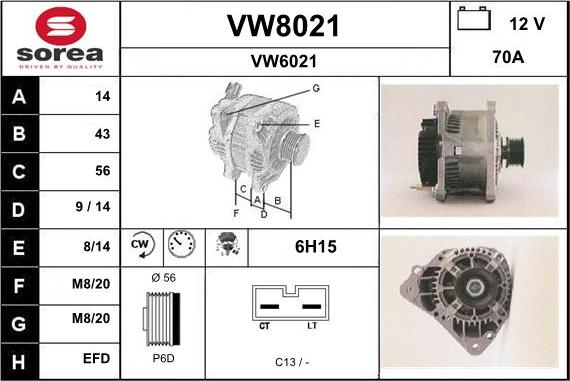 SNRA VW8021 - Alternator furqanavto.az