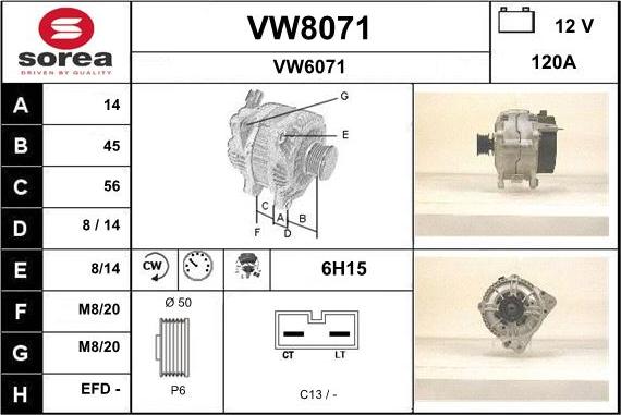 SNRA VW8071 - Alternator furqanavto.az