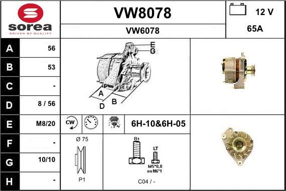 SNRA VW8078 - Alternator furqanavto.az