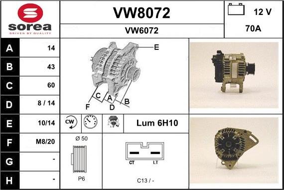 SNRA VW8072 - Alternator furqanavto.az