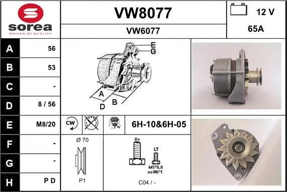 SNRA VW8077 - Alternator furqanavto.az