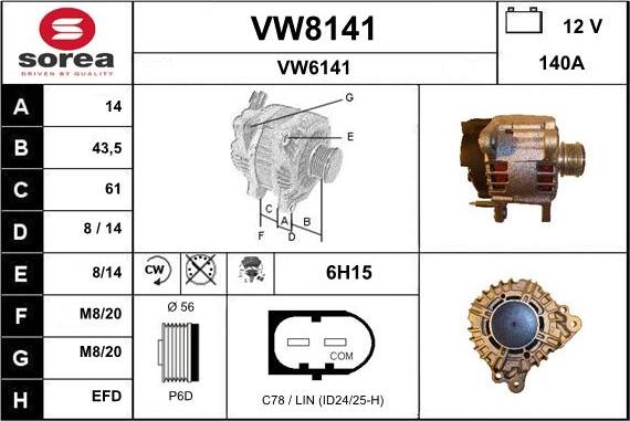 SNRA VW8141 - Alternator furqanavto.az