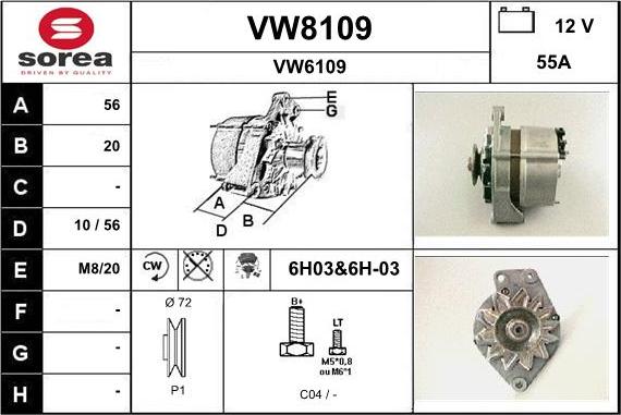 SNRA VW8109 - Alternator furqanavto.az