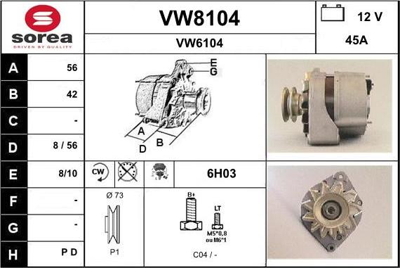 SNRA VW8104 - Alternator furqanavto.az