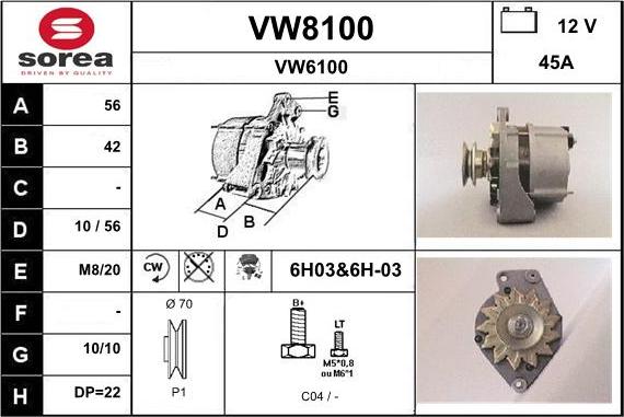 SNRA VW8100 - Alternator furqanavto.az