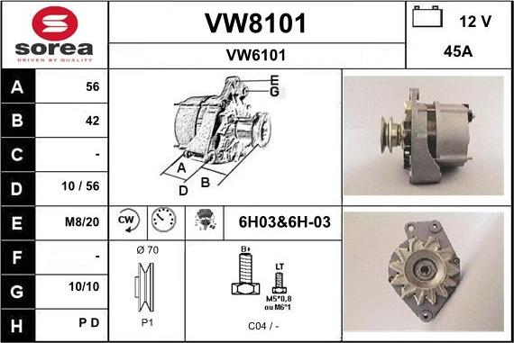 SNRA VW8101 - Alternator furqanavto.az