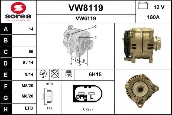 SNRA VW8119 - Alternator furqanavto.az