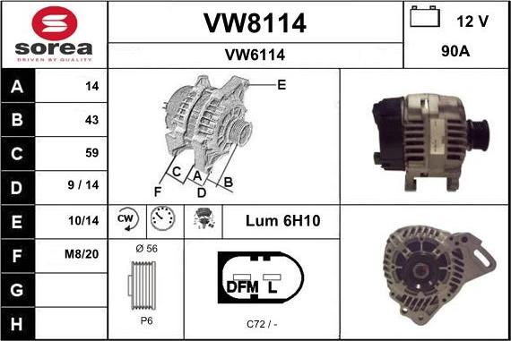 SNRA VW8114 - Alternator furqanavto.az