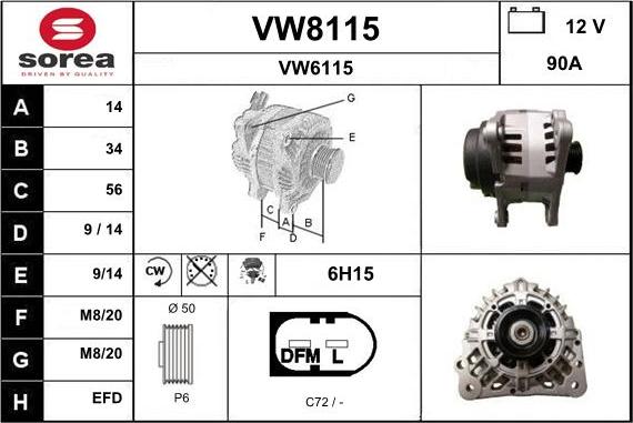 SNRA VW8115 - Alternator furqanavto.az
