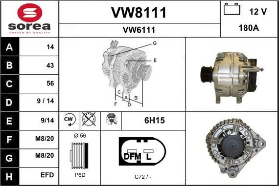 SNRA VW8111 - Alternator furqanavto.az