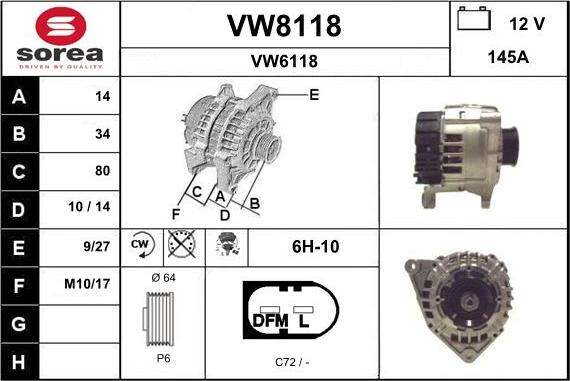 SNRA VW8118 - Alternator furqanavto.az