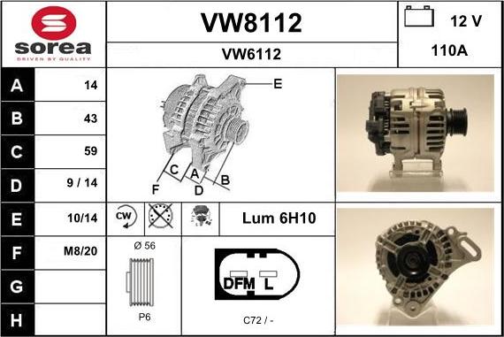 SNRA VW8112 - Alternator furqanavto.az